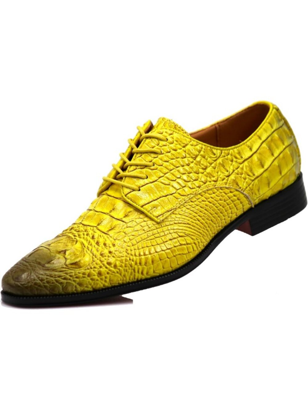 Stylish Men's Crocodile Print Lace-Up Derby Dress Shoes for Formal Events
